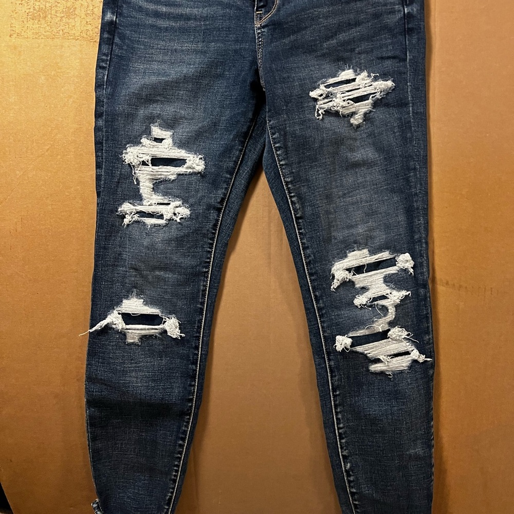 American Eagle Outfitters Blue Skinny Distressed Jeans